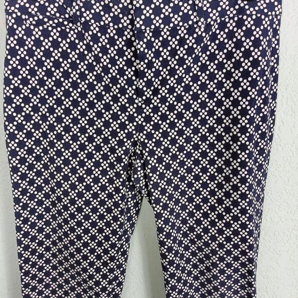 CROWN & IVY Petite Womens Navy Blue White 8P Polka Dot Ankle Dress Pants Stretch - Picture 3 of 11